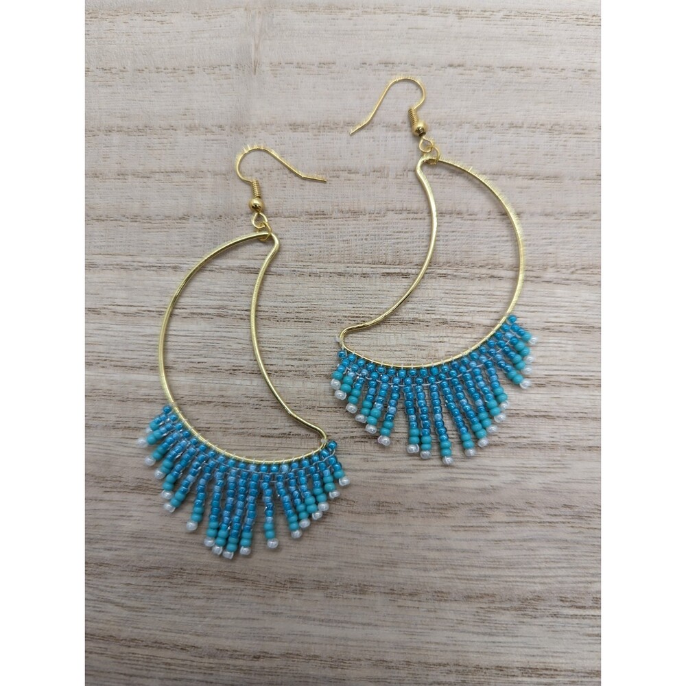 Earrings Beaded Moon Shape